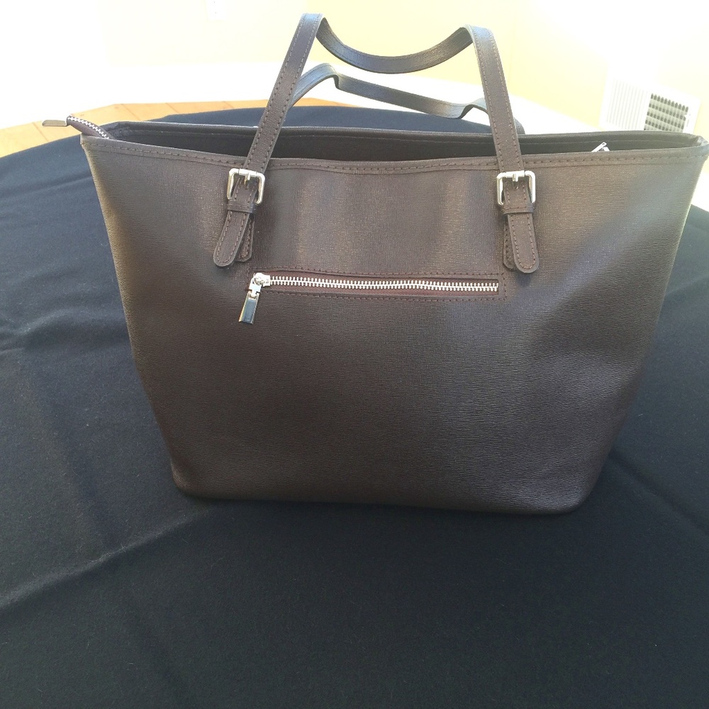 Brown Saffiano Leather Handbag-Italian